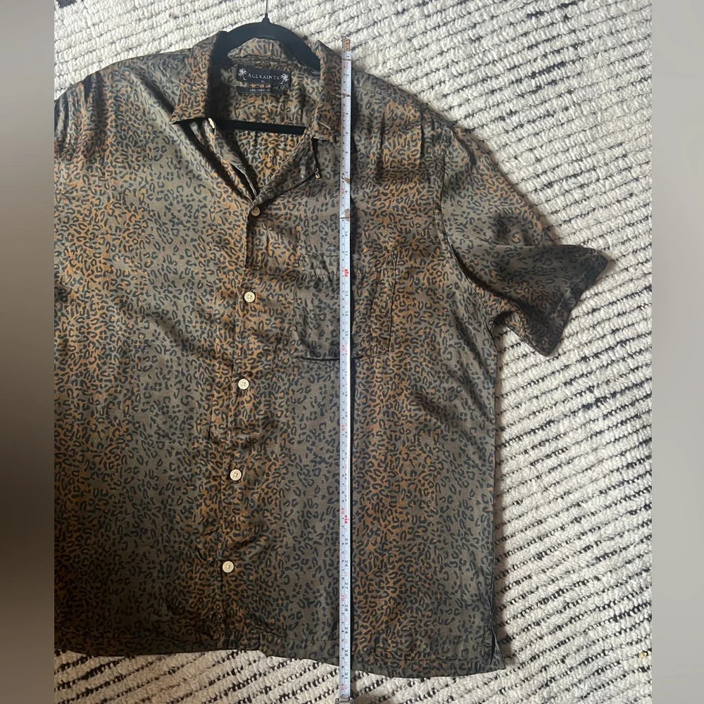 All Saints silk Brown Leopard Pattern Shirt - Picture 4 of 8